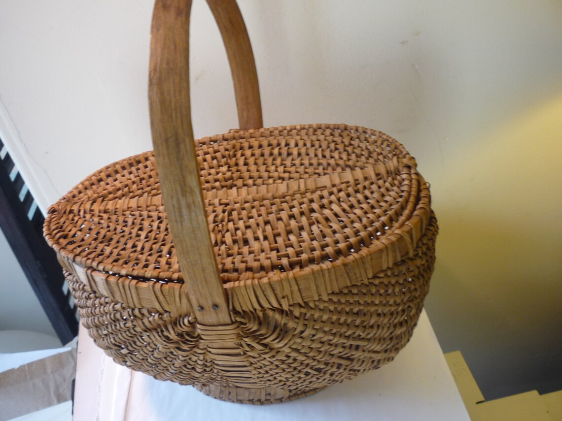 Handmade Basket 1920 Handwoven Ozark Covered Basket Rare Etsy