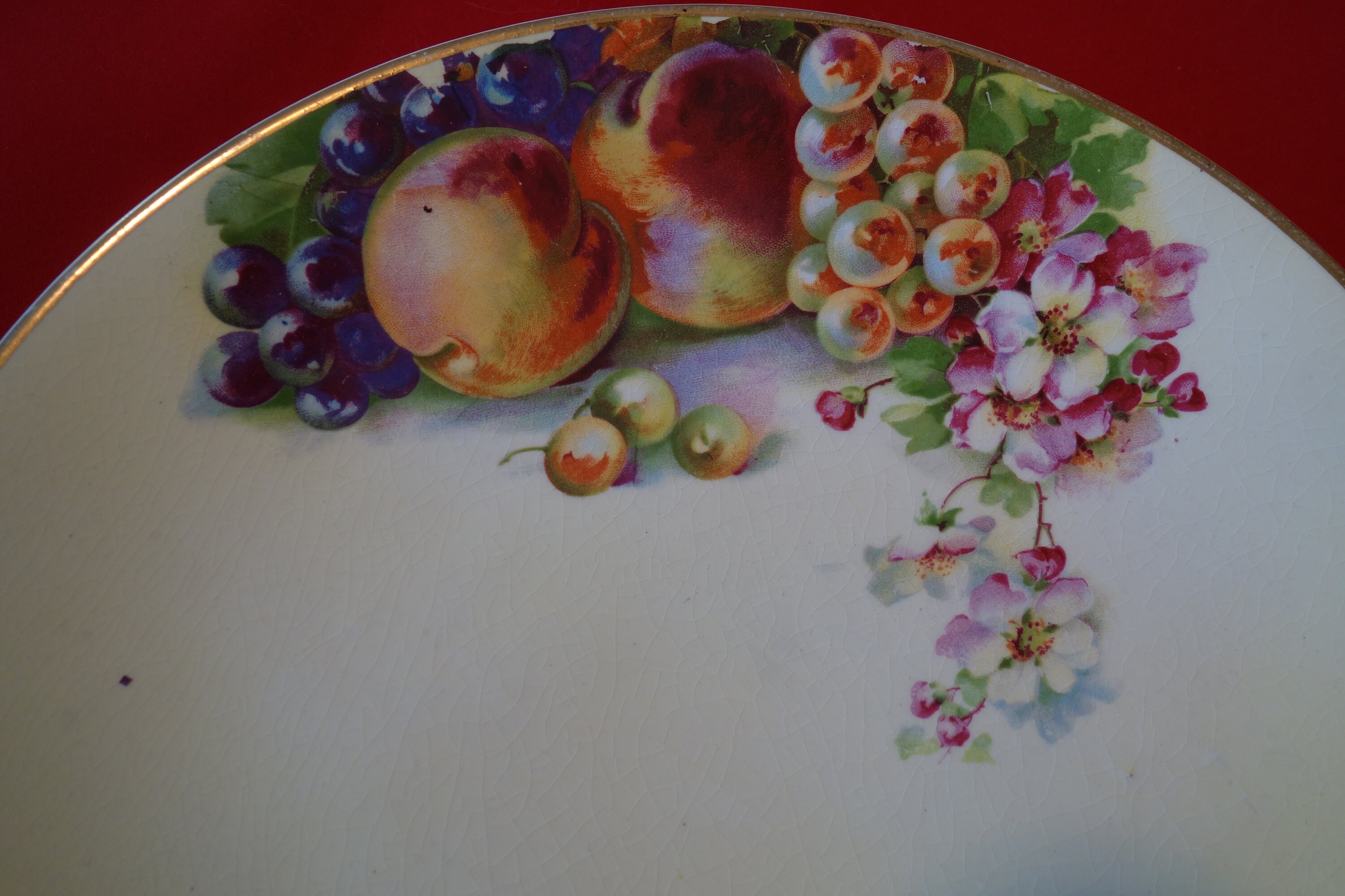 Limoges Dinner Plate - Fall Fruit  OCCO Limoges Porcelain Decorated Very Good condition - signed wedding gift 9 inch Authentic Vintage