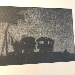 E Hesketh Hubbard Caravaners Yarn akwaforta. Pięknie wykonany przedruk opublikowany przez Morland Press w 1924 r. Nieoprawiona sztuka ścienna vintage