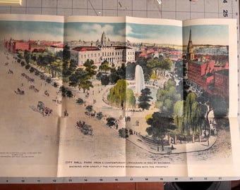 1919 New York City Hall Plaza Antique Fold Out Mint Condition