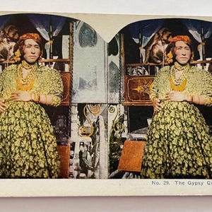 19th c Color Stereoview Zigeunerkönigin | Humor Karte !  | Motiv |