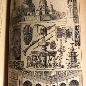 Arabic Art and Architecture -  1920s engraving - illustration French dictionary original - Beautiful aged framable - authentic antique