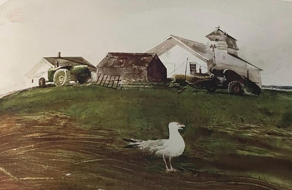 Andrew Wyeth, Churchyard | Published Lithograph | Seaside
