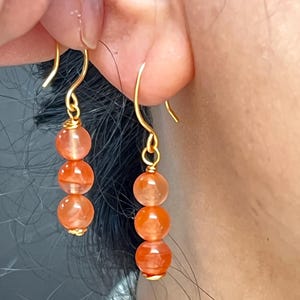 Gold-Plated Red Agate Dangle Earrings Handmade Oriental Style Gemstone Jewelry Graduation/Birthday Gift for her 3.5cm Lightweight Earrings