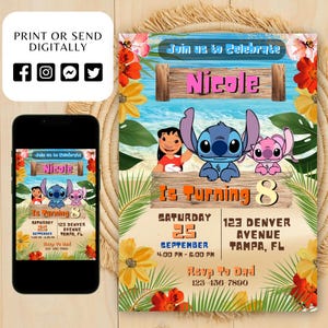 Custom Editable Editable Stitch Invitation, Lilo And Stitch Birthday Invite Printable Stitch Party Template, Stitch Birthday Girl Canva Edit