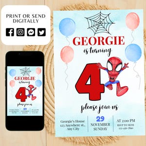 Spidey Invitation Spidey and his Amazing Friends Birthday Party Invite Spidey Birthday Invite Web Editable Template Instant