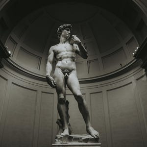 Statue of David Black and White – Michelangelo Art Digital Print – Classic Renaissance Photo for Monochrome Wall Decor
