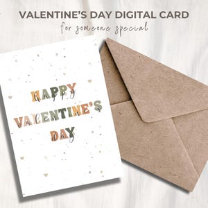 Elegante e minimalista biglietto d'auguri digitale - Biglietto d'amore pieghevole stampabile - Biglietto di San Valentino - Download immediato