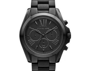 Michael Kors Original MK5550 Unisex Bradshaw Black Stainless Chrono Watch 43mm