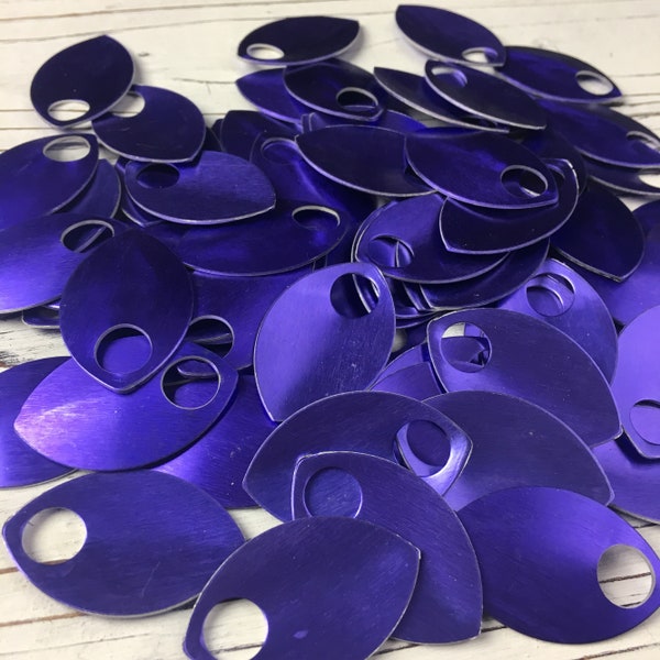 100 Large Purple Anodized Aluminum Scales for Scalemaille and Chainmaille