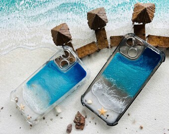 Ocean Resin Phone Case Christmas gift, Iphone 17 case, Seashell phone cover, Ocean wave case, cute phone case, Iphone 16 case gift