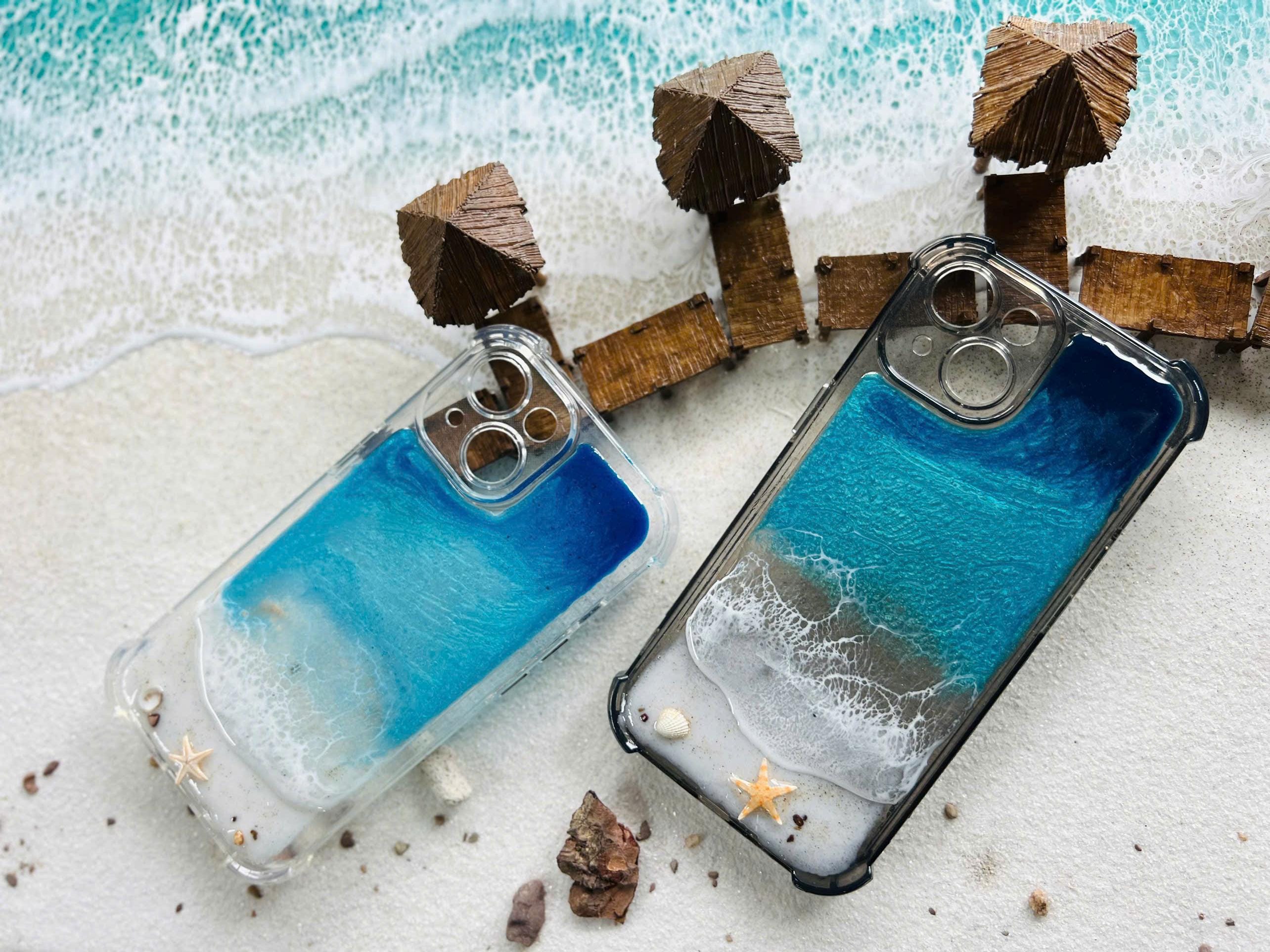 Ocean Resin Phone Case Christmas Gift, iPhone 17 Case, Seashell