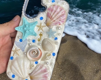 Personalized phone case, seashell phone case, seashell phone cover, decoden phone case, Custom initial phone case, Iphone 17 case, Iphone 16
