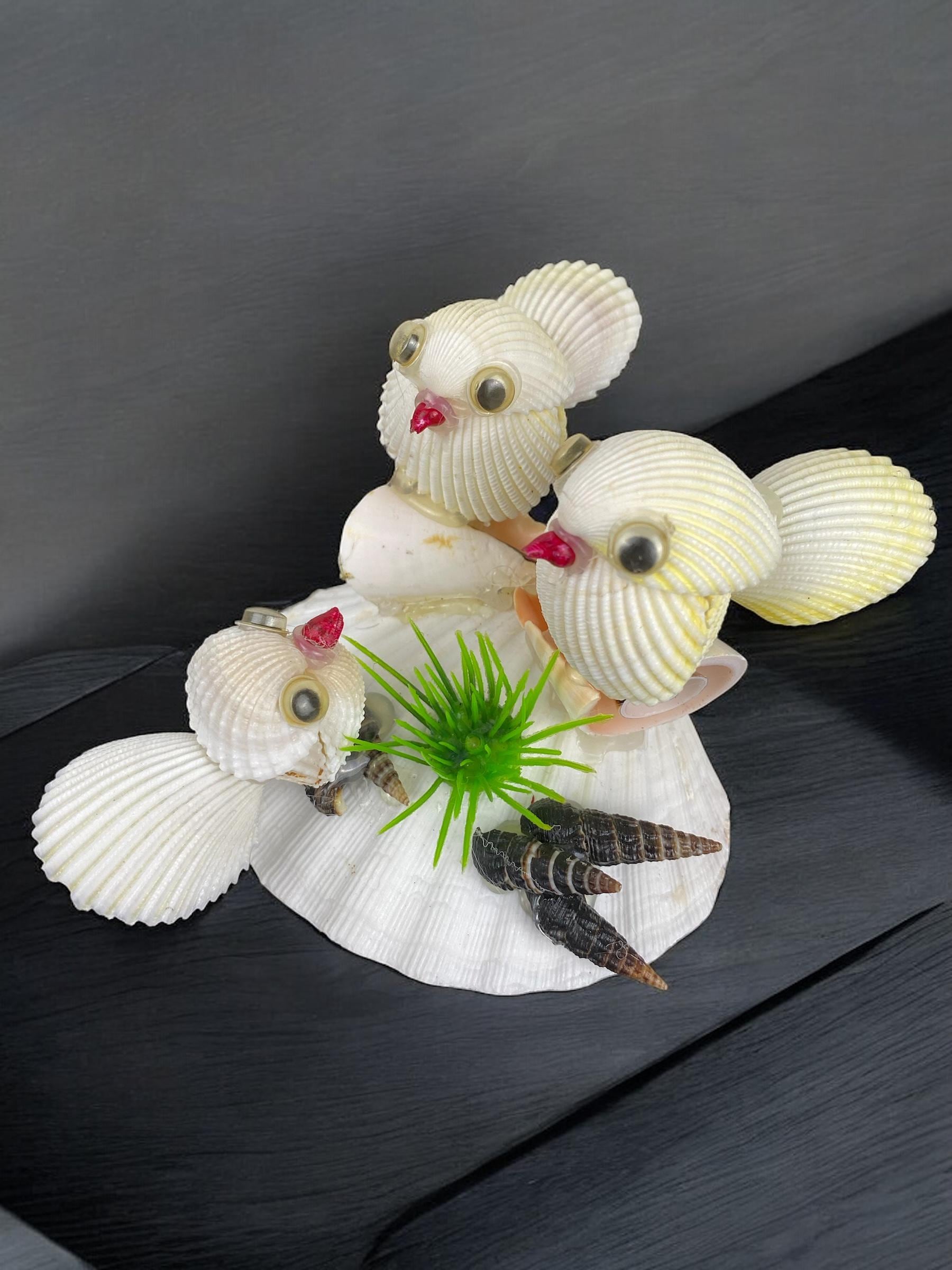 貝殻の鳥の巣の置物：ビーチウェディングの装飾 - Etsy 日本