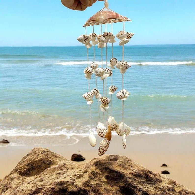 Handmade Seashell Wind Chime: Coastal Garden Decor - Etsy