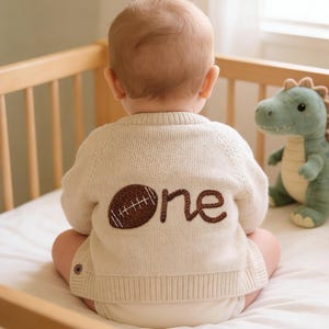 Custom Baby Name Cardigan, Sport Team Name Embroidery, Personalized Football Sweater, Game Day Outfit, Football Fun Gift, One Year Old Gifts