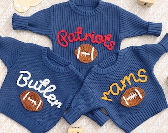 Custom NFL Football Baby Sweater, Personalized Sports Team Sweater, Football Fan Gift, Baby Steelers Sweater, Game Day Outfit, SKOL/Go Birds