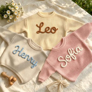 Personalized Knit Baby Sweater, Embroidered Name Baby Jumper, Custom Toddler Sweaters, Newborn Outfit, Gifts for Daughters, Nursery Gifts