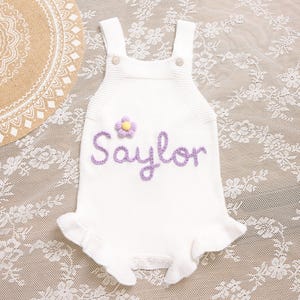 Baby Romper with Name, Custom Toddler Romper, Embroidered Knit Name Romper,  Personalized Baby Girl Romper Dress, Baby Birthday Party Outfit
