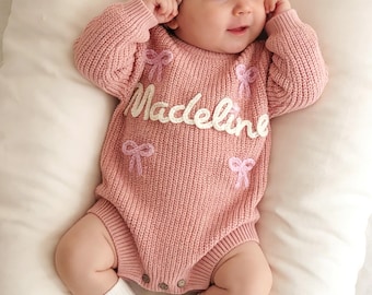 Personalized Baby Romper, Custom Newborn Outfit, Hand Embroidered Name Romper for Baby Girl & Boy, First Birthday Gift, Baby Shower Gift