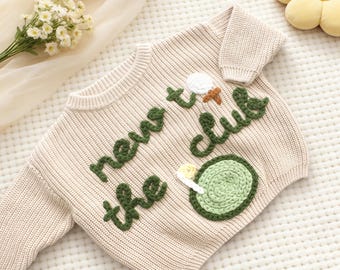 Custom New to the Club Baby Golf Sweater, Baby Sports Team Sweater, Baby Football Sweater, Baby Golf Jumper, Embroidered Golfer Sweater