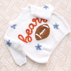 Personalized Sweater with Football, Custom Name Football Sweatshirt, Hand-Embroidered Sports Sweater, Toddler Football Sweater,Game Day Gift image 6