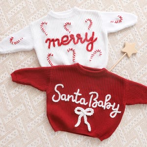 Embroidered Baby Christmas Sweater, Personalized Holiday Outfit