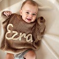 Custom Baby Name Knit Sweater, Embroidered Newborn Jumper, Coming Home Outfit, Personalized Gift for Baby Girls Boys
