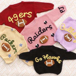 Go Birds Sweater,Football Fan Gift, Philadelphia Eagles Lavender, Sports Baby Sweater, Patriots Sweater Knit,Lions Sweater,Bears Nfl Toddler image 13