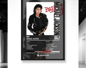 Michael Jackson Bad Album Poster – R&B Wall Art • Music Poster Print • Home Music Decor