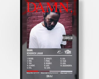 Kendrick Lamar - DAMN Poster | Music Album Wall Art | Hip Hop & RnB Decor | Premium Glossy Print