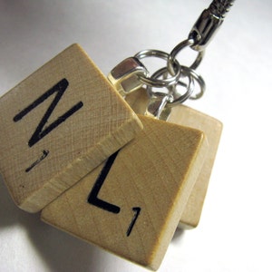 Scrabble tile keychain with 4 initials great personalized gift image 4
