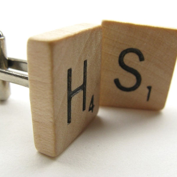 Scrabble tile cufflinks with your initials - great personalized gift for the man in your life