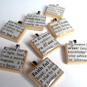 Faithful vintage dictionary Scrabble tile with Swarovski crystal image 4