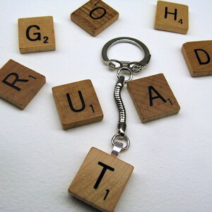 Scrabble tile keychain with 4 initials great personalized gift image 5