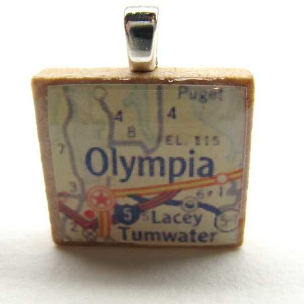 Olympia, Washington- 1962 vintage Scrabble tile map