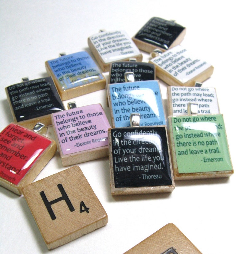 Scrabble tile lapel pin, tie pin, or brooch choose from any of my Scrabble tile designs image 4