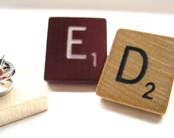 Scrabble tile lapel pin, tie pin, or brooch with your initial