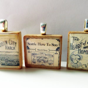 The Heart of Seattle vintage sheet music Scrabble tile pendant image 3