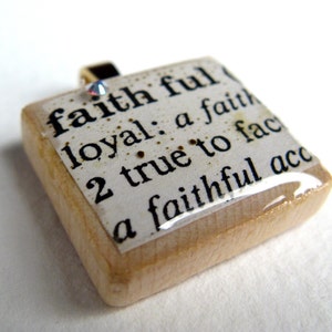 Faithful vintage dictionary Scrabble tile with Swarovski crystal image 3