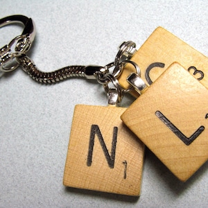 Scrabble tile keychain with 4 initials great personalized gift image 7