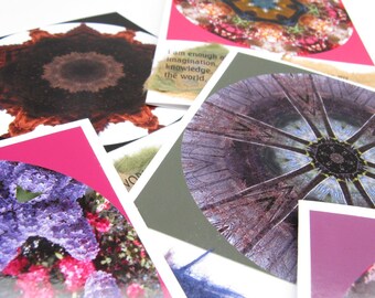 Your choice - package of FOUR hand-crafted collage cards - stock up