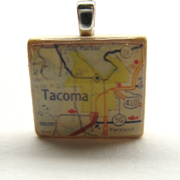 Tacoma - 1962 vintage Scrabble tile map