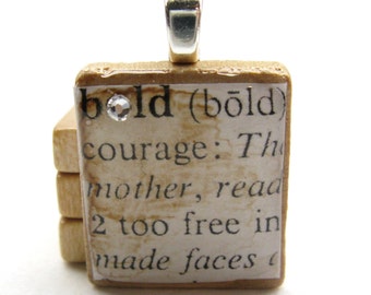 Bold - vintage dictionary Scrabble tile with Swarovski crystal