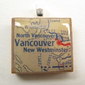 Vancouver, BC Canada 1950s vintage Scrabble tile map image 2