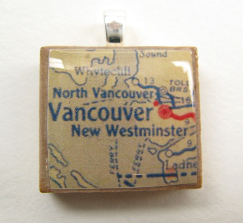 Vancouver, BC Canada 1950s vintage Scrabble tile map image 2