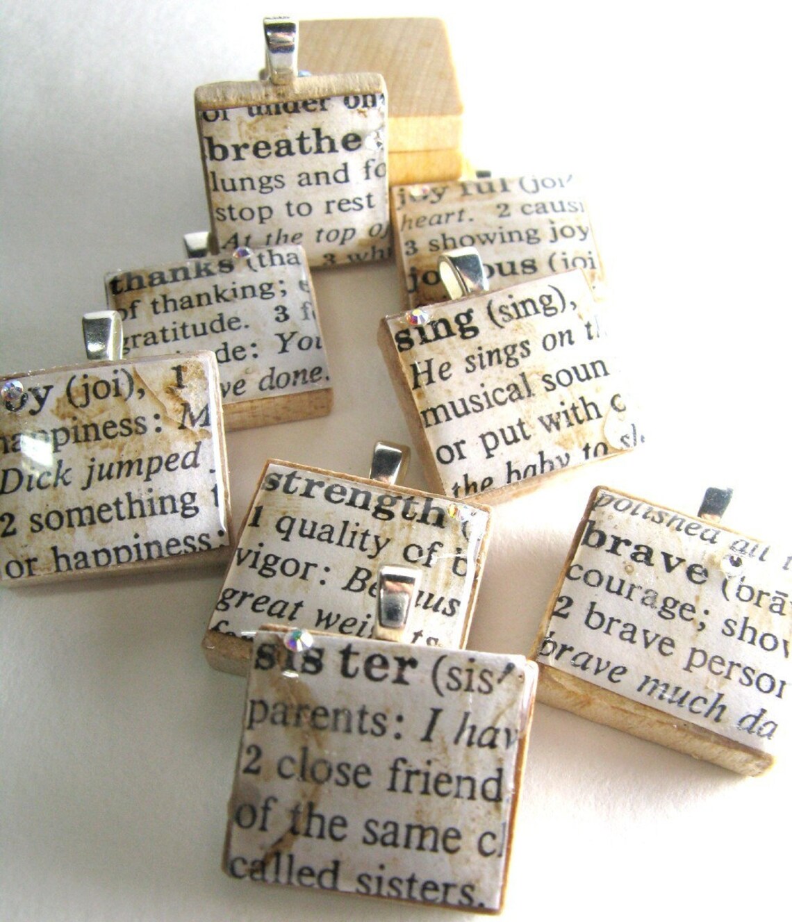 Volunteer Vintage Dictionary Scrabble Tile With Swarovski Crystal Volunteer Appreciation
