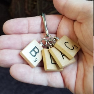 Scrabble tile keychain with 4 initials great personalized gift image 3