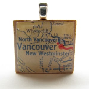 Vancouver, BC Canada 1950s vintage Scrabble tile map image 1