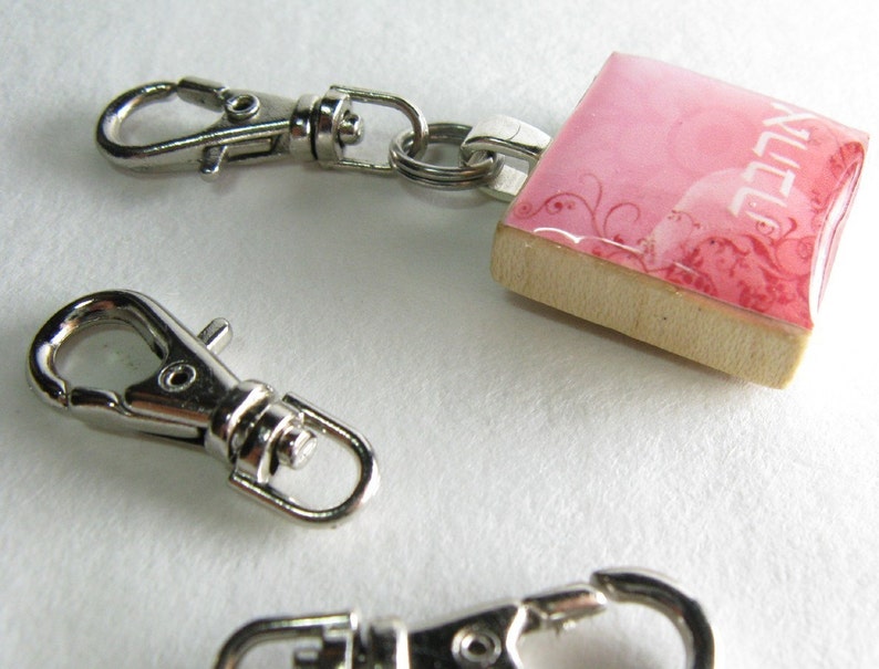 Clip for Scrabble tiles great zipper pull, flash drive or purse charm clip only image 4